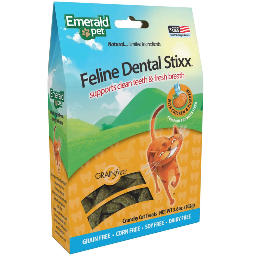 Emerald Pet Feline Dental Stixx with Chicken & Pumpkin Dental Cat Treats (3.6 oz)