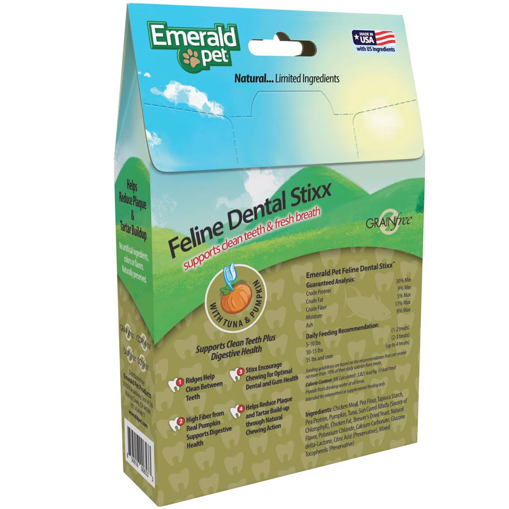 Emerald Pet Feline Dental Stixx with Tuna & Pumpkin Dental Cat Treats (3.6 oz) - 0