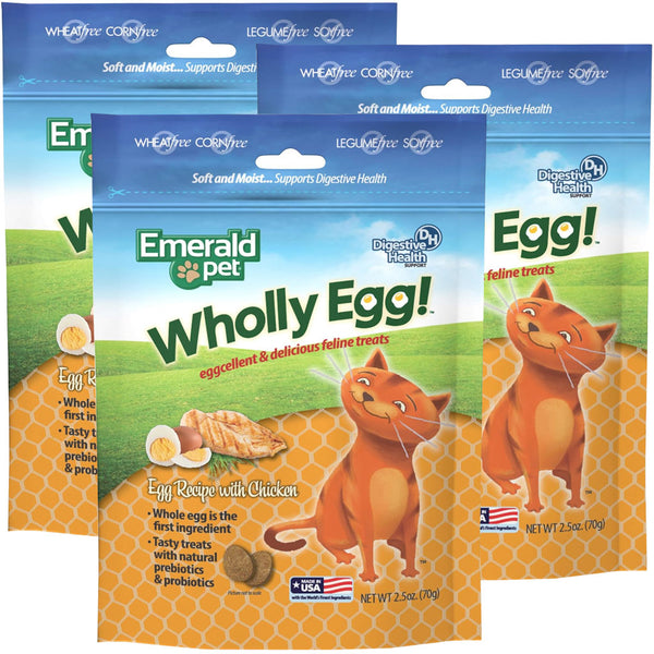 Emerald Pet Wholly Egg Recipe with Chicken Cat Treats 3-pack