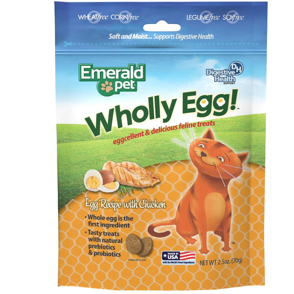 Emerald Pet Wholly Egg Recipe with Chicken Cat Treats, 2.5-oz