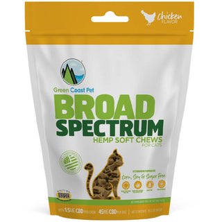 Green Coast Pet Broad Spectrum Hemp Soft Chews for Cats- Chicken Flavor (30 ct)