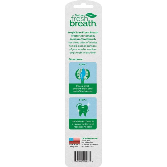 TropiClean Fresh Breath Triple Flex Toothbrush for Small & Medium Dogs