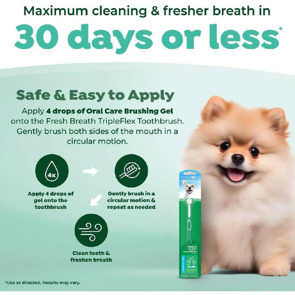 TropiClean Fresh Breath Triple Flex Toothbrush for Small & Medium Dogs