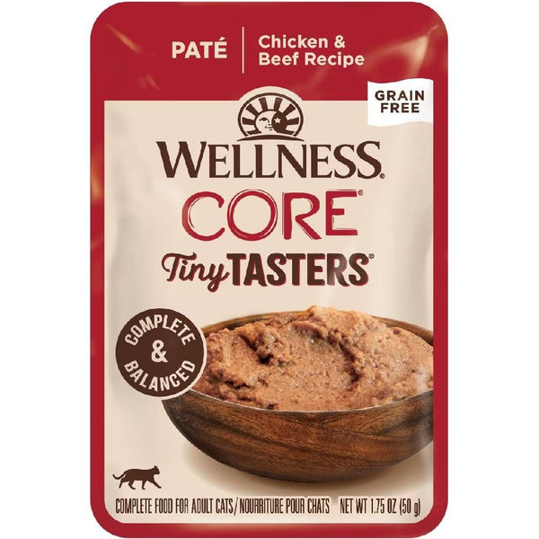 Wellness CORE Tiny Tasters Grain-Free Smooth Pate Chicken & Beef Wet Food for Cats (1.75 oz x 12 pouches)