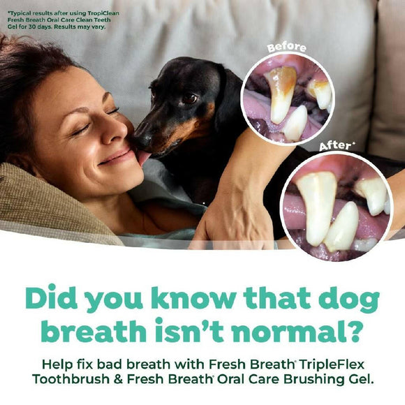 TropiClean Fresh Breath Triple Flex Toothbrush for Small & Medium Dogs