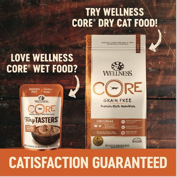 Wellness CORE Tiny Tasters Grain-Free Smooth Pate Chicken & Beef Wet Food for Cats (1.75 oz x 12 pouches)