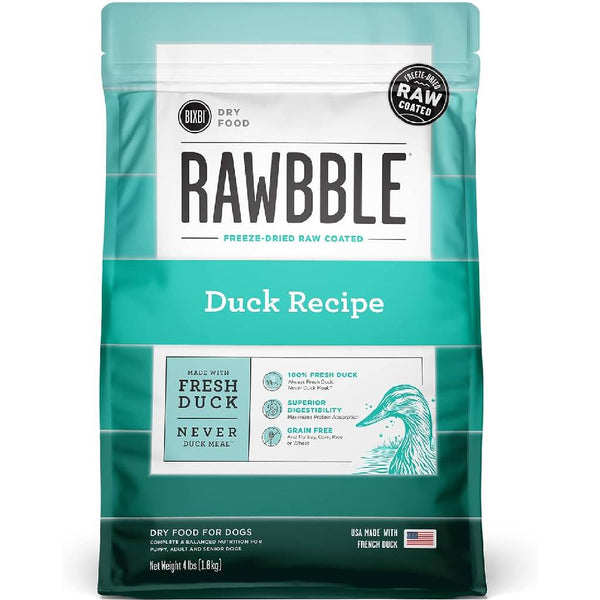 Bixbi Rawbble Limited Ingredient Grain-Free Duck Recipe Raw Coated Dry Dog Food (4 lb)
