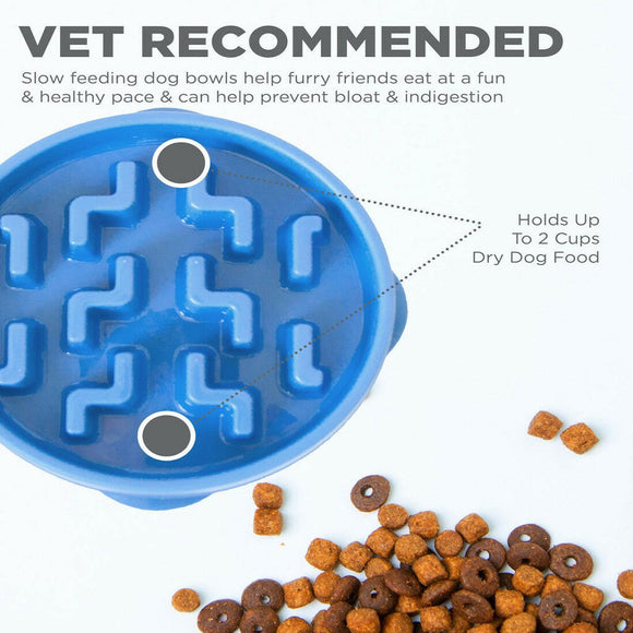 Outward Hound Fun Feeder Slo Bowl Slow Feeder Bowl Blue For Dog (Medium / Mini)