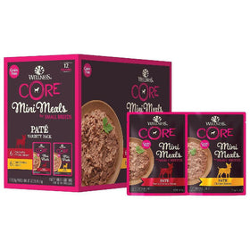 Wellness CORE Grain-Free Small Breed Mini Meals Pate Wet Dog Food Variety Pack (3 oz x 12 pouches)