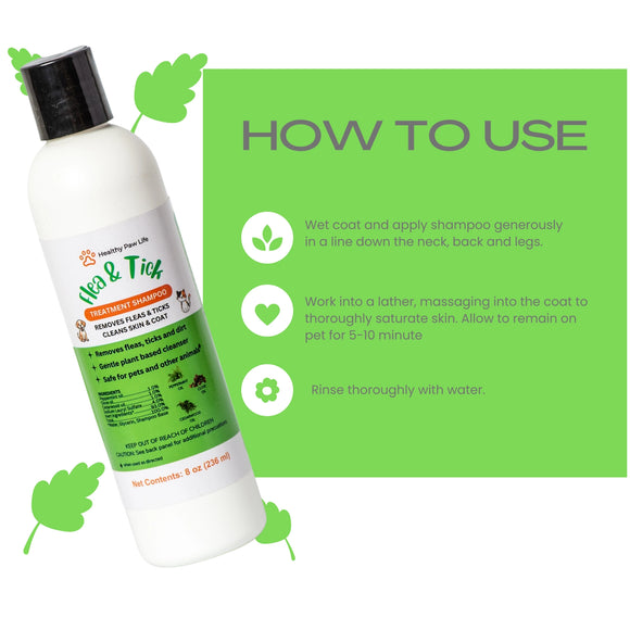 Healthy Paw Life Flea & Tick Shampoo for Dogs & Cats, 8-oz