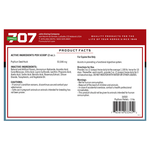 Formula 707 Psyllium Pellets for Horses