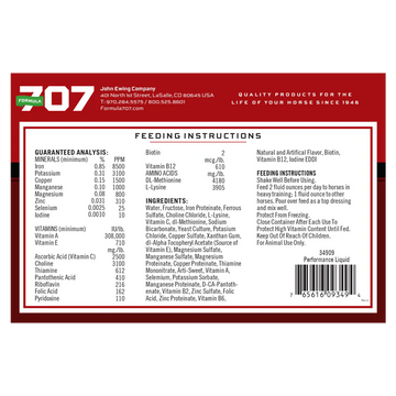 Formula 707 Performance Liquid Horse Supplement (1 Gallon, 128 Servings) - 0