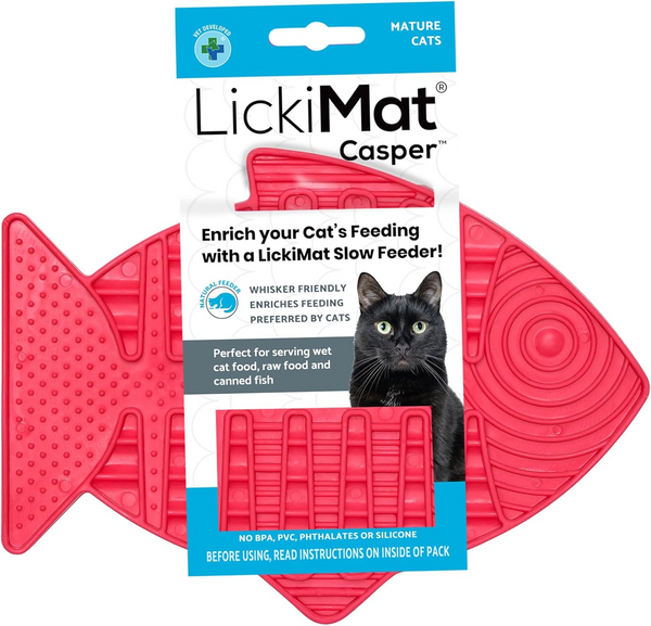 LickiMat Casper Lick Mat Slow Feeder for Cats Pink