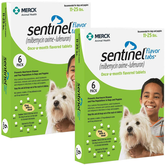 Sentinel Flavor Tabs for Dogs 11-25 lbs 12 tablets