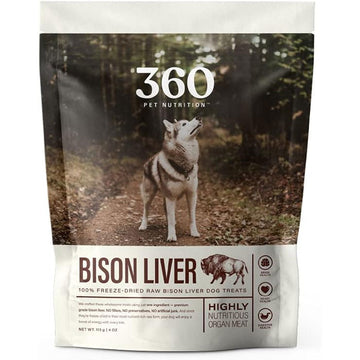 360 Pet Nutrition Bison Liver Freeze-Dried Raw Dog Food, 4-oz