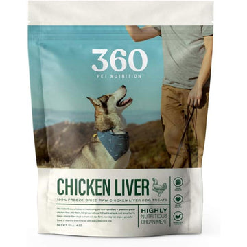 360 Pet Nutrition Chicken Liver Freeze-Dried Raw Dog Food, 4-oz