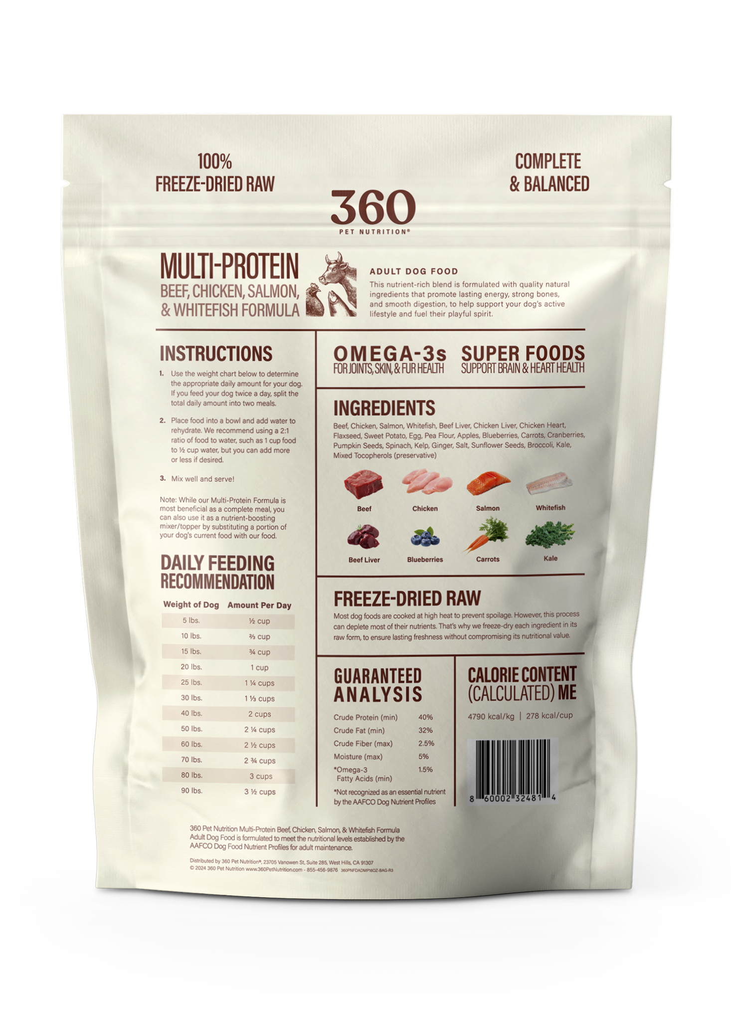 360 Pet Nutrition Multi-Meat Freeze-Dried Raw Adult Dog Food