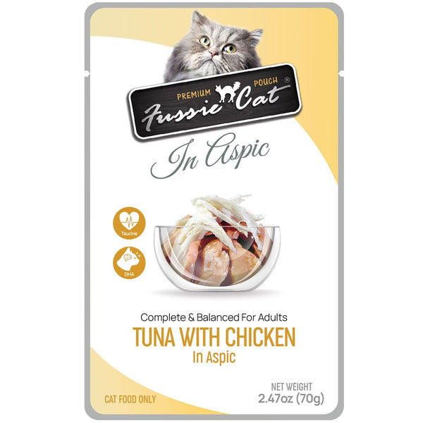 Fussie Cat Premium Tuna with Chicken in Aspic Wet Cat Food, 2.47-oz pouch