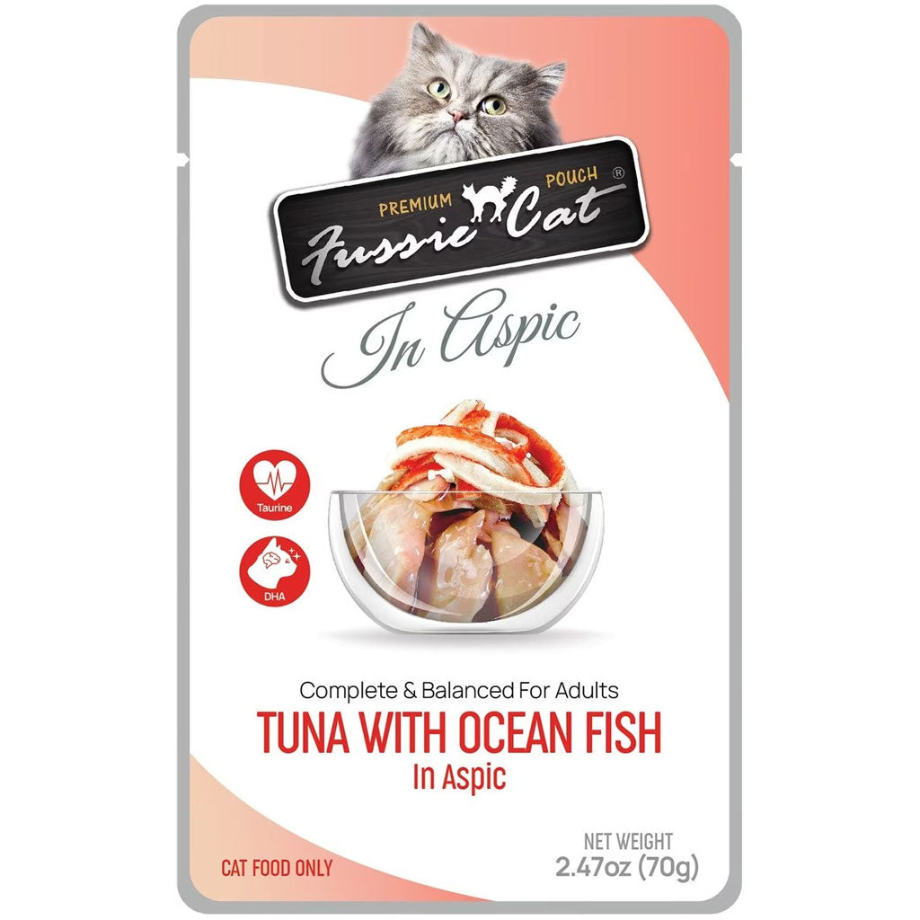 Fussie Cat Premium Tuna with Ocean Fish in Aspic Wet Cat Food, 2.47-oz pouch