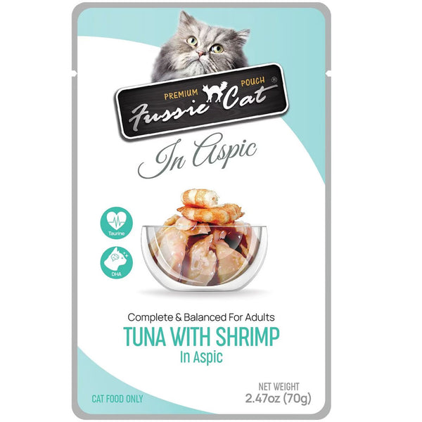 Fussie Cat Premium Tuna with Shrimp in Aspic Wet Cat Food, 2.47-oz pouch