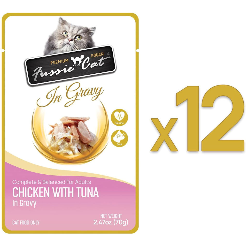 Fussie Cat Premium Chicken with Tuna in Gravy Wet Cat Food, 2.47-oz