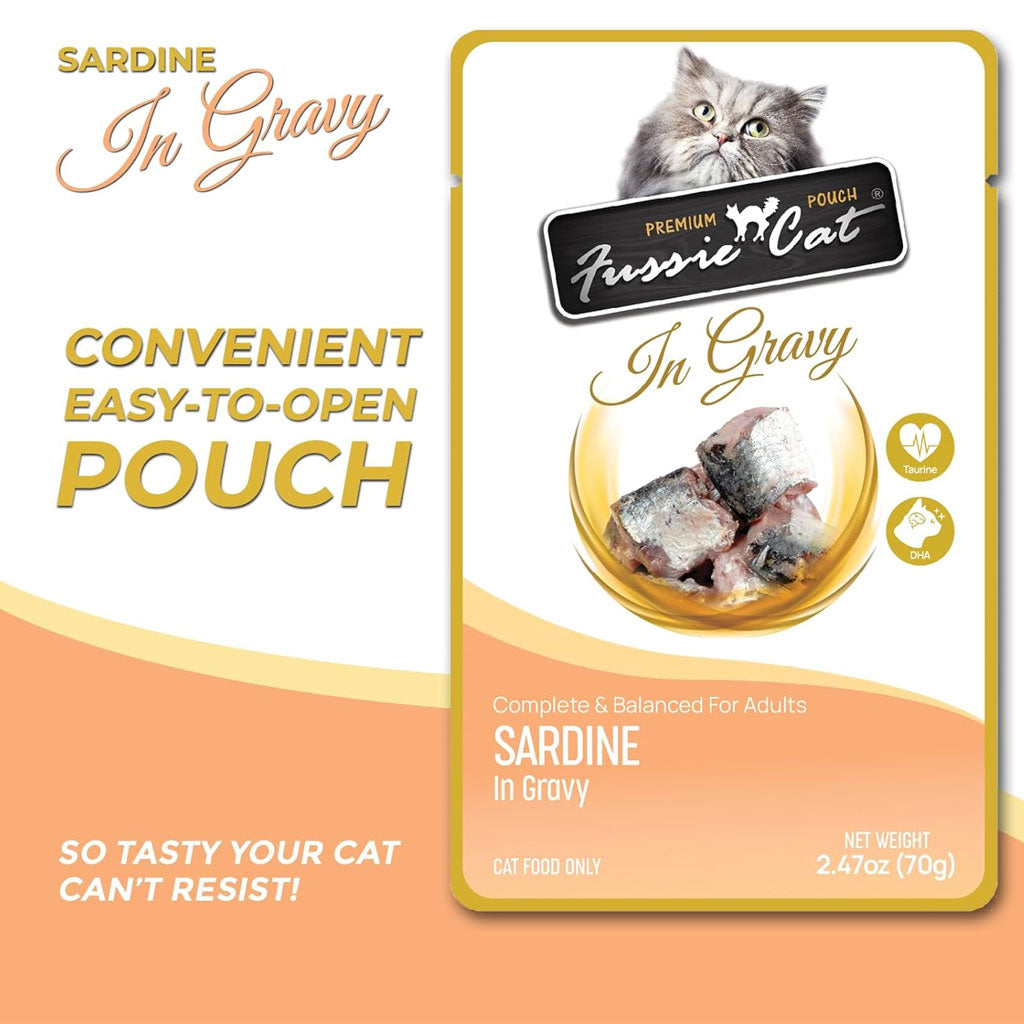 Fussie Cat Premium Sardine in Gravy Wet Cat Food, 2.47-oz