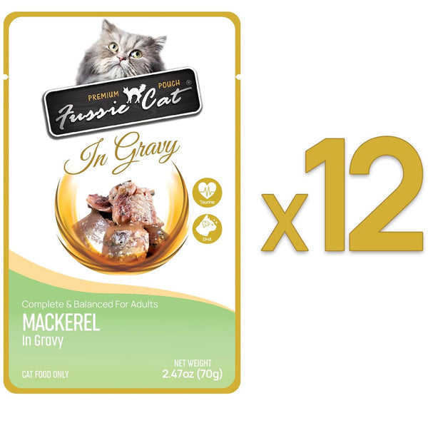 Fussie Cat Premium Mackerel in Gravy Wet Cat Food, 2.47-oz