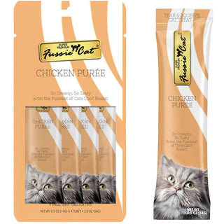 Fussie Cat Chicken Puree Lickable Cat Treats, 0.5-oz x 4-tubes