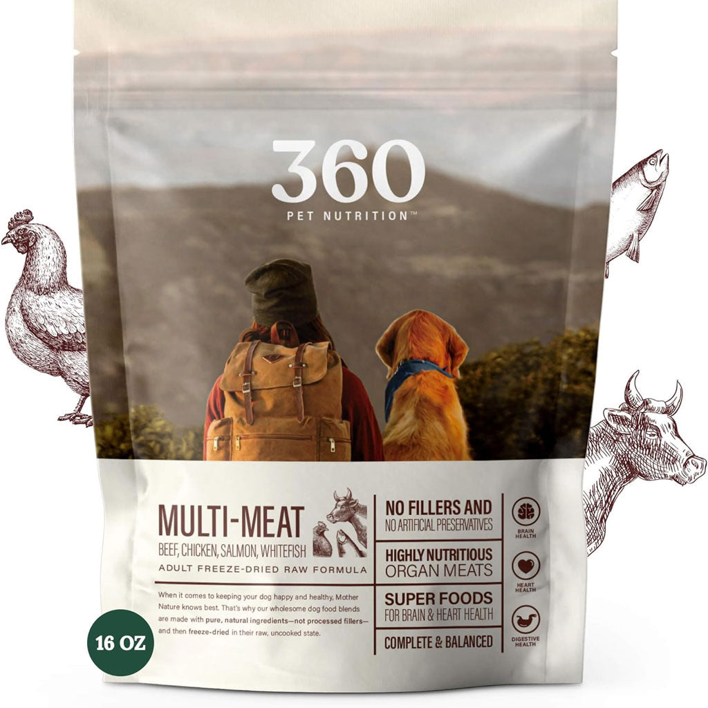 360 Pet Nutrition Multi-Meat Freeze-Dried Raw Complete Meal for Adult Dogs 5oz