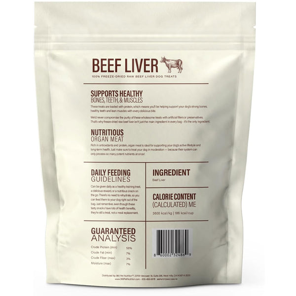 360 Pet Nutrition Beef Liver Freeze-Dried Raw Dog Treats