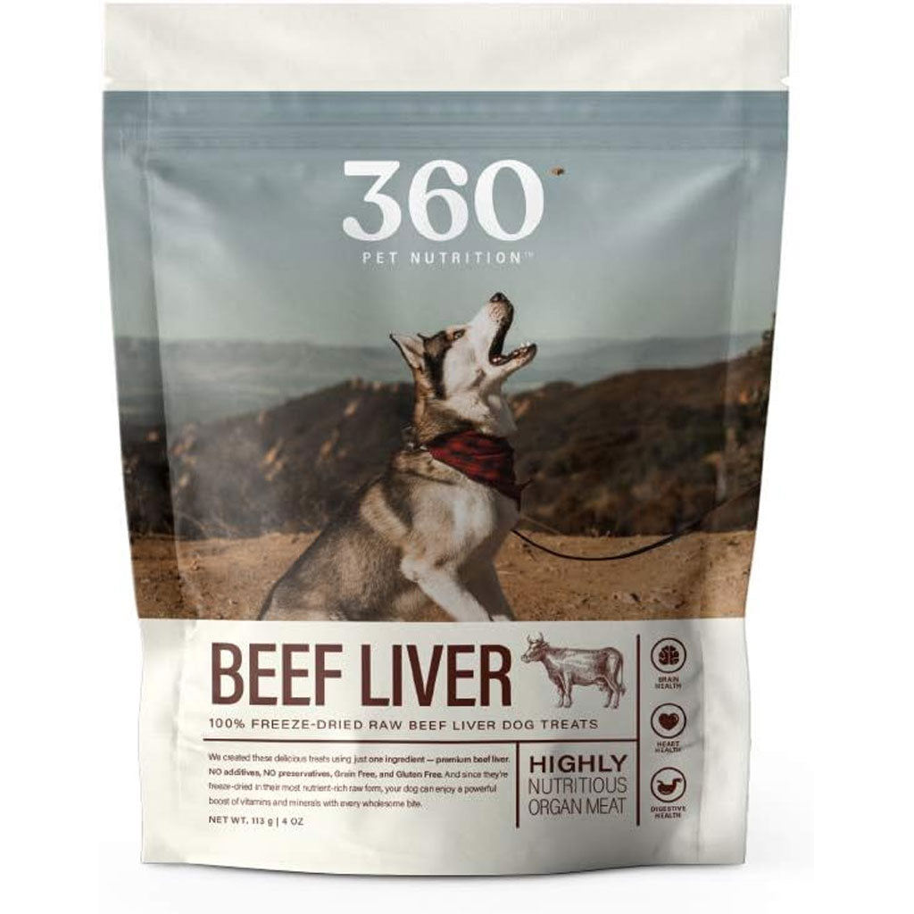 360 Pet Nutrition Beef Liver Freeze-Dried Raw Dog Treats, 4-oz