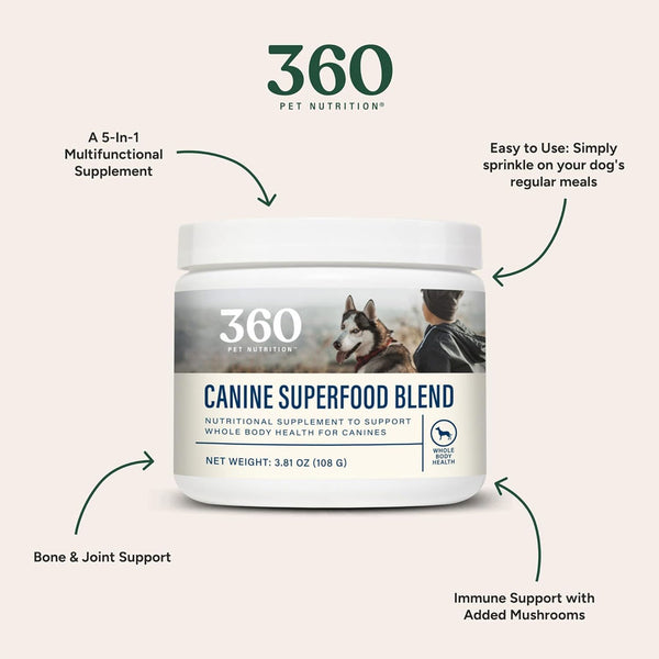 360 Pet Nutrition Canine Superfood Blend Nutritional Supplements for Dogs