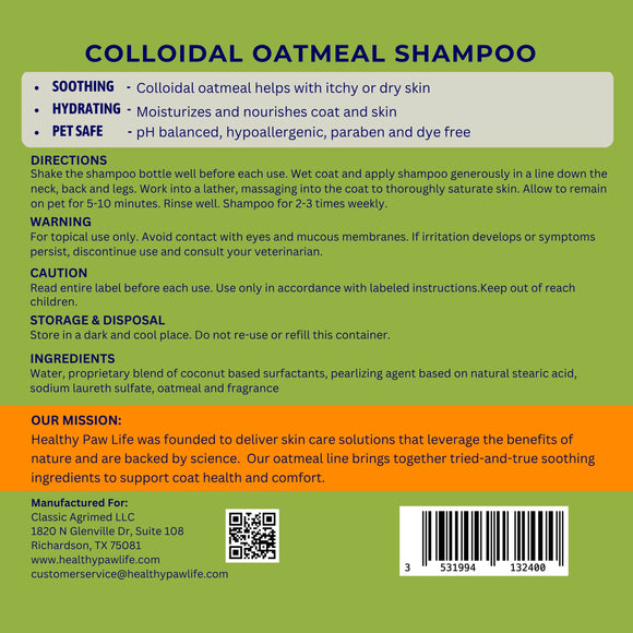 Healthy Paw Life Oatmeal Soothing Shampoo for Dogs, Cats & Companion Animals, 1-gallon
