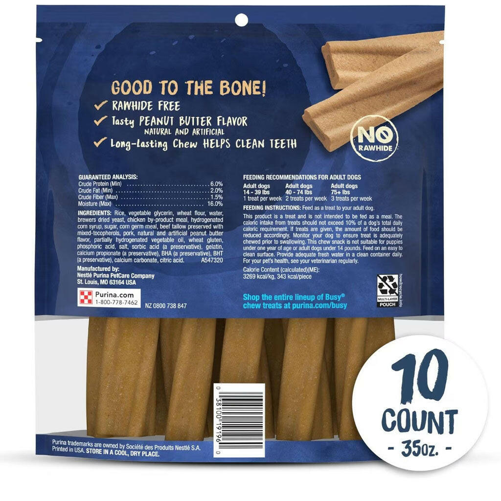 Busy Bone Peanut Butter Flavor Long-Lasting Chew Small & Medium backside