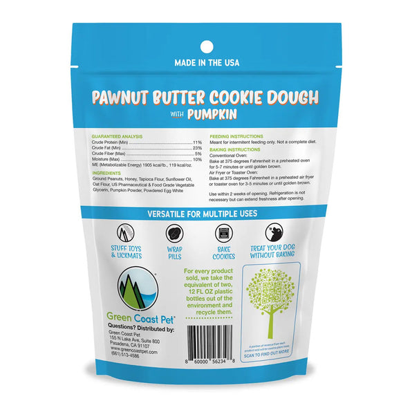 Package of Pawnut Butter Cookie Dough with Pumpkin by Green Coast Pet on a white background
