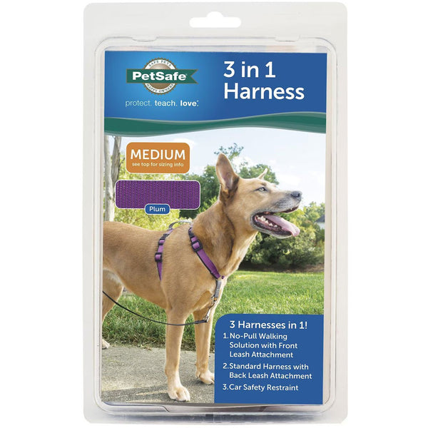 PetSafe 3-in-1 Dog Harness with Car Control Strap, Plum M