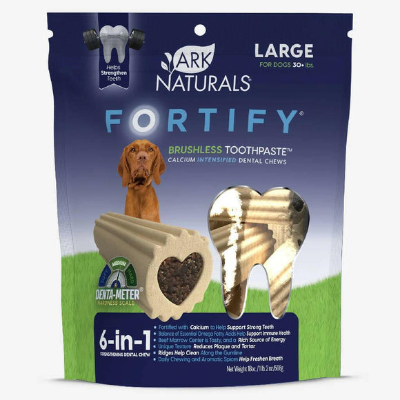 Ark Naturals 6-in-1 Fortify Brushless Toothpaste Calcium Plus Omegas Support Chews for Large Dogs (18 oz)