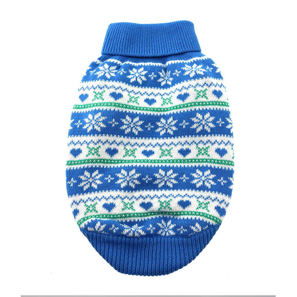 Doggie Design Combed Cotton Snowflake & Hearts Sweater for Dogs & Cats