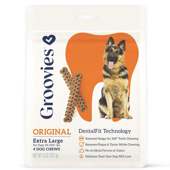 Groovies Original Chicken Flavor Dental Chews for Extra Large Dogs