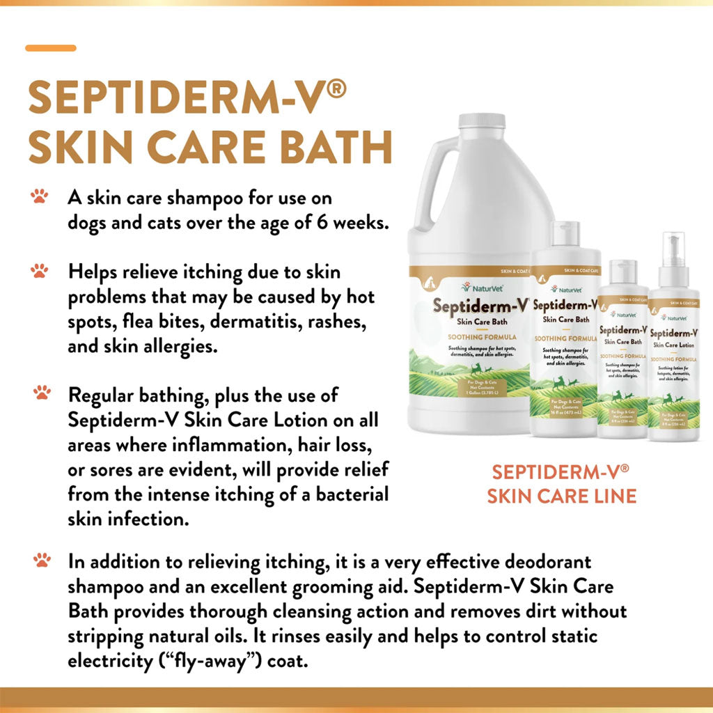 NaturVet Septiderm-V Skin Care Bath for Dogs & Cats