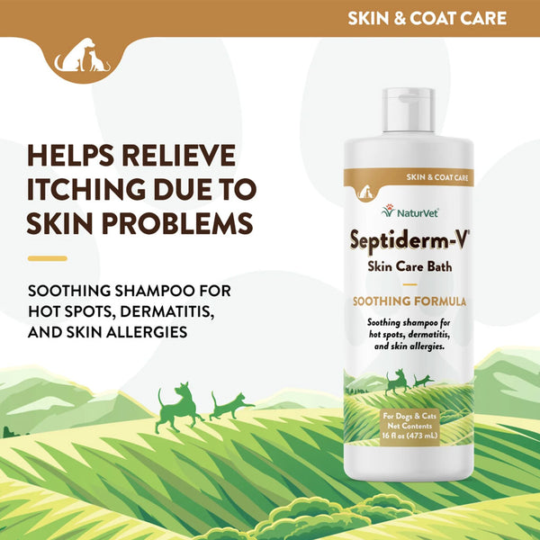 NaturVet Septiderm-V Skin Care Bath for Dogs & Cats