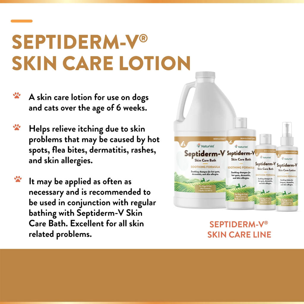 NaturVet Septiderm-V Skin Care Lotion for Dogs & Cats