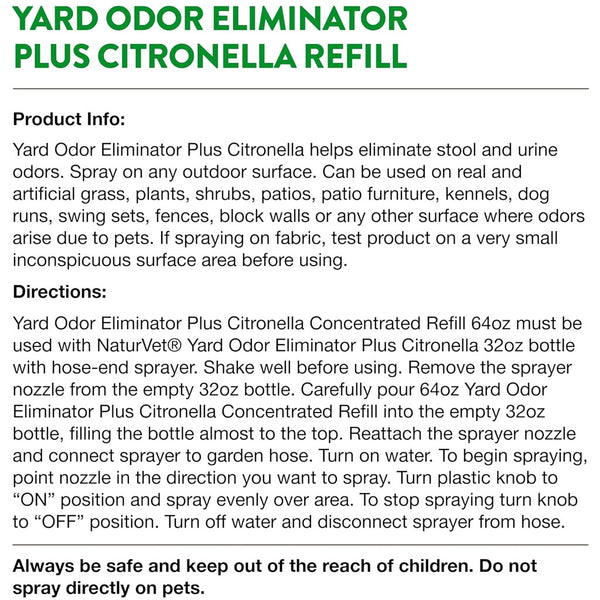 NaturVet Yard Odor Eliminator Plus Refill with Citronella