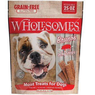 Wholesomes Bruno's Pork Grain Free Jerky Strips Moist Dog Treats 25oz