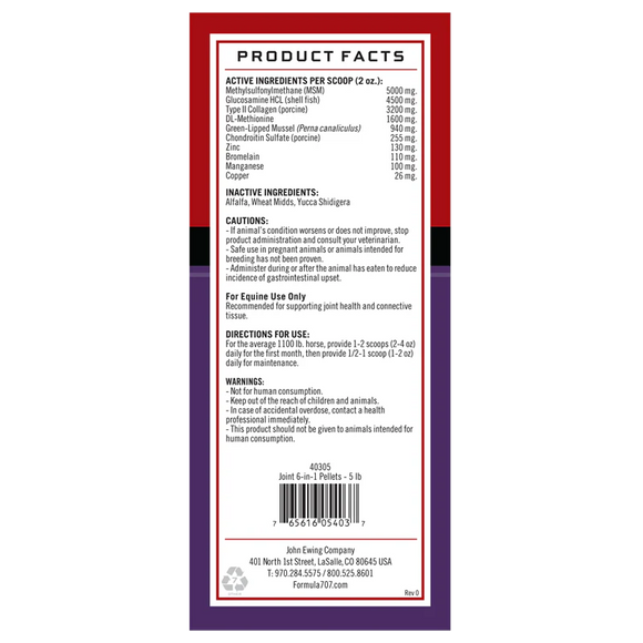 Formula 707 Joint 6-in-1 Pellets Horse Supplement