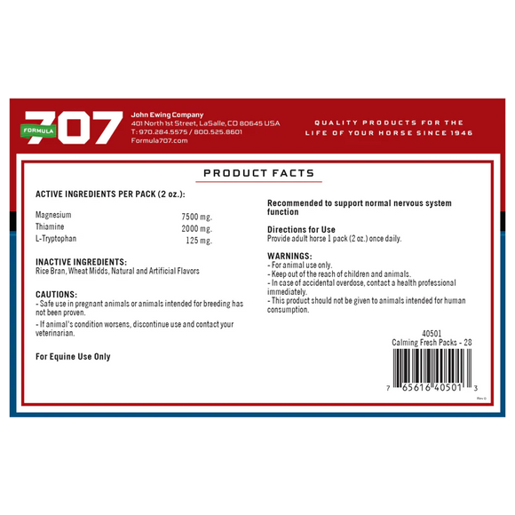 Formula 707 Calming Pellets Daily Fresh Packs For Horses (28 Day Supply)
