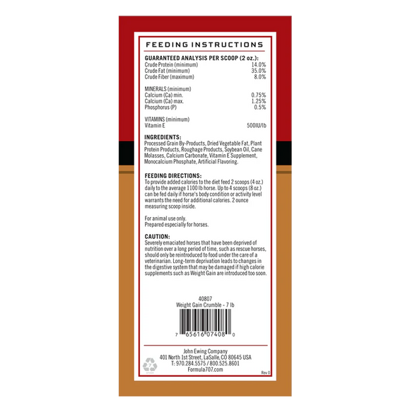 Formula 707 Weight Gain Supplement for Horses