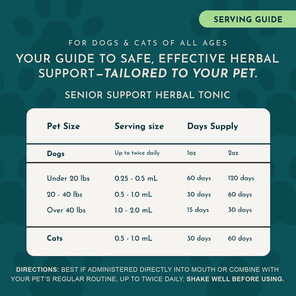 Animal Essentials Senior Support Herbal Tonic to Maintain Optimal Health for Dogs & Cats