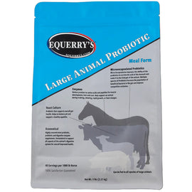 Package of Equerry's Large Animal Probiotic with horse and cow illustrations on a white background