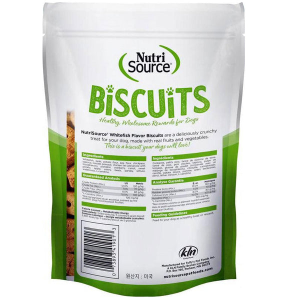 NutriSource Grain-Free Biscuits Whitefish Flavor Dog Treats